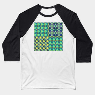 Abstract Fractal Tiles Pattern Baseball T-Shirt